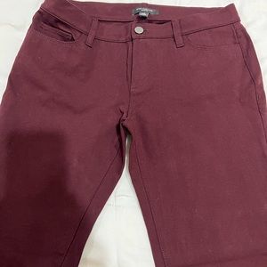Ann Taylor Stretch burgundy skinny pants.